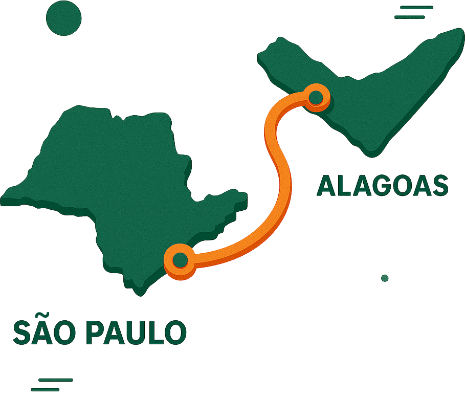 Mapa do Brasil destacando rotas da Transportadora Bela Vista